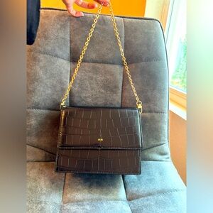 JW PEI Mini Flap Crossbody - Black  Croc